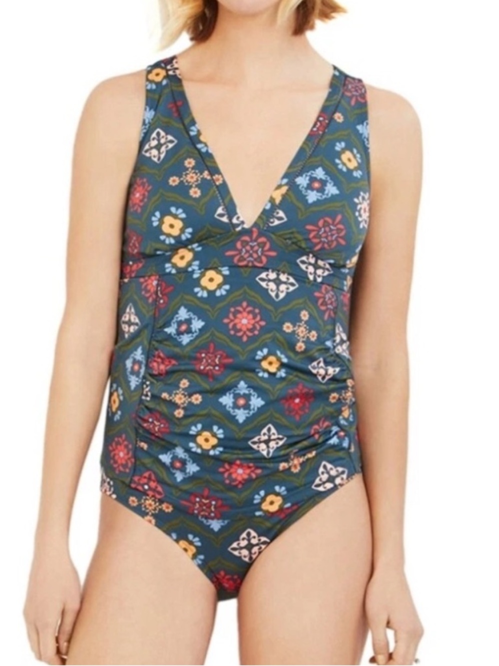 NWT! A Pea in the Pod - Teal Floral Bohemian Tankini - Size Extra Small (XS)